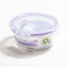 meal flat edge high borosilicate glass lunch box food storage container with lid